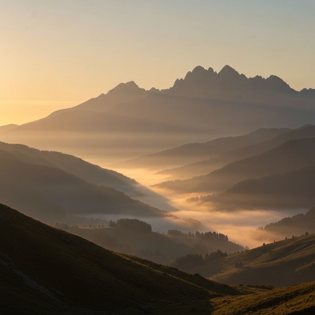 Mountain landscape at sunrise